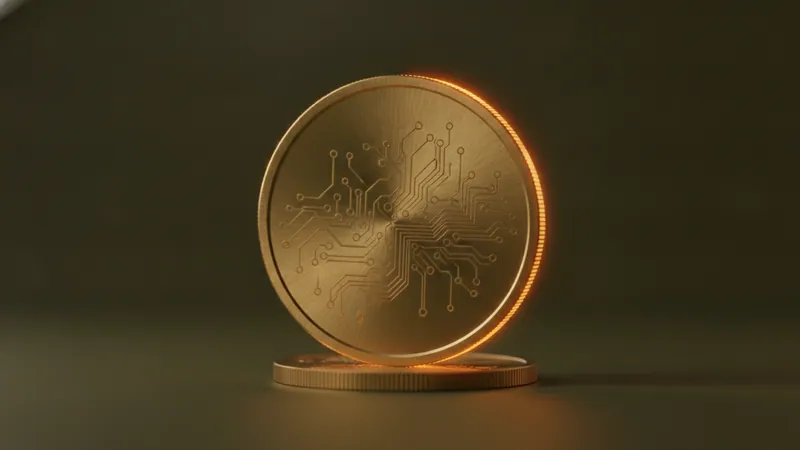 Yüzeyinde ince devre çizgileri olan dik duran altın sarısı kripto para: kripto yatırım bonusu