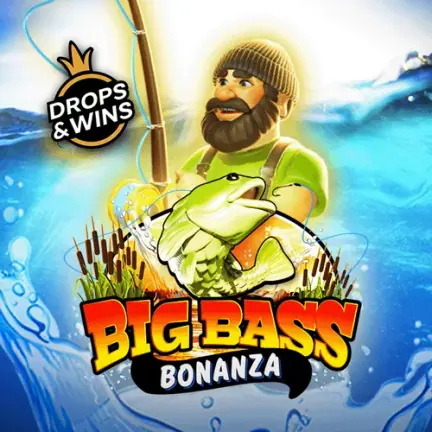 Big Bass Bonanza slot oyunu kapak görseli, balıkçı ve büyük balık
