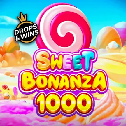 Sweet Bonanza 1000 slot oyunu kapak görseli, renkli şeker sembolleri