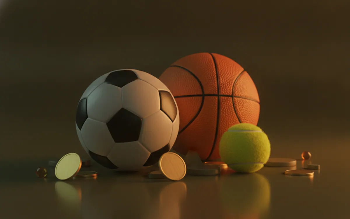 Koyu yansıtıcı zeminde futbol, basketbol ve tenis topu
