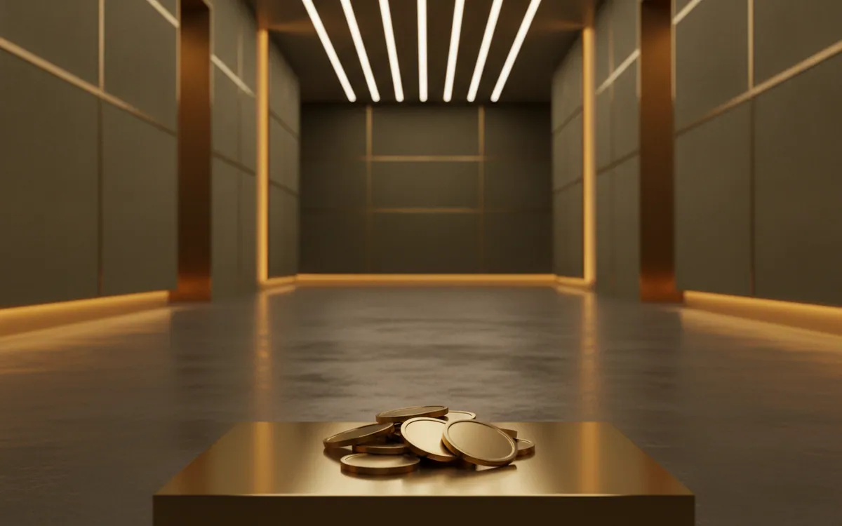 Amber ışık şeritleriyle aydınlatılmış koyu casino koridoru