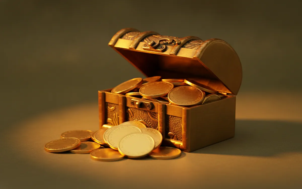 Altın paralar taşan pirinç jackpot sandığı