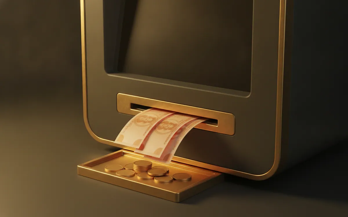 Sade ATM'den çıkan altın tonlu banknotlar